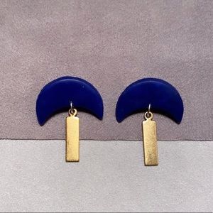 Blue mini crescent earrings